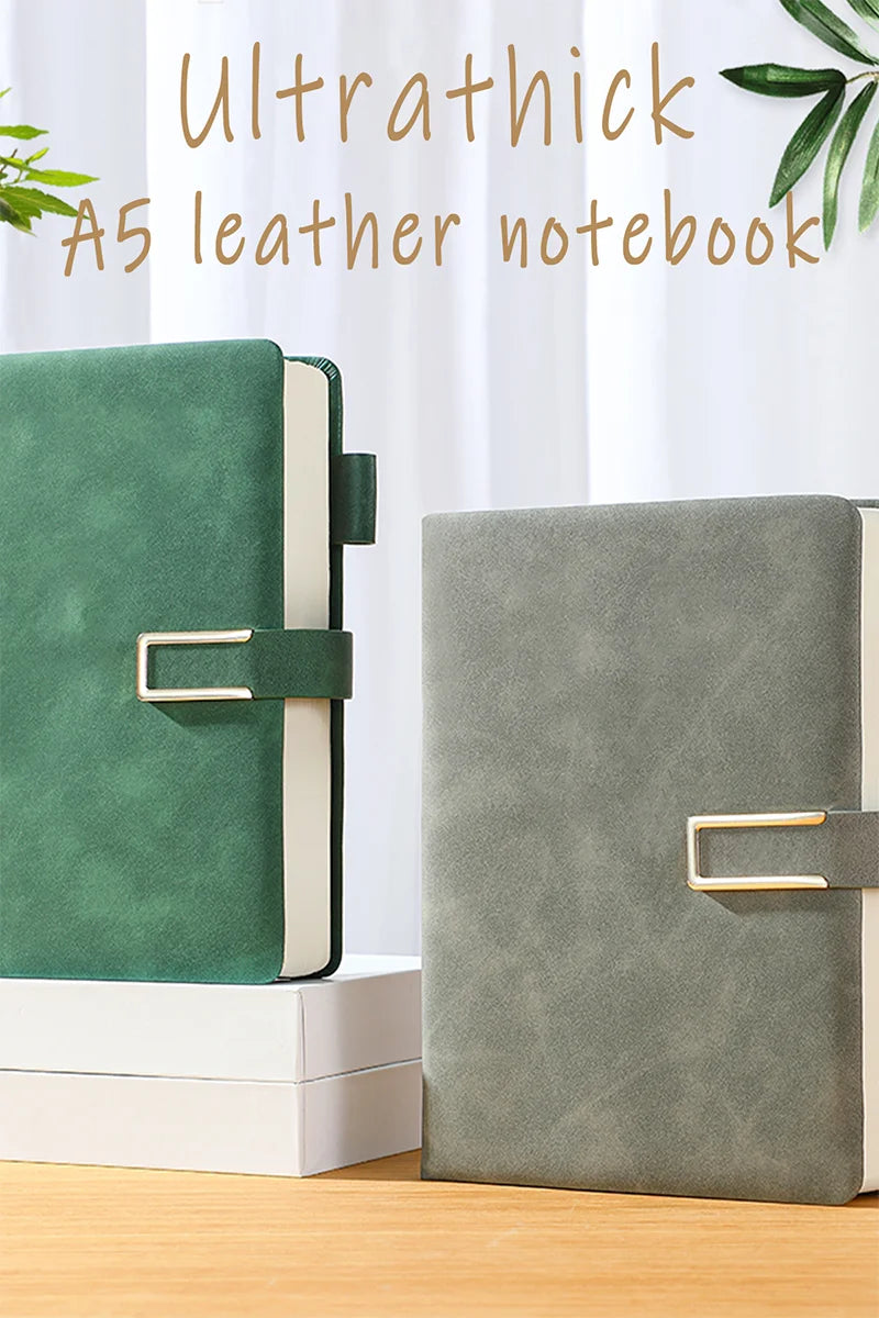 Vintage A5 leather notebook with personalized soft cover - perfect for business meetings and college life